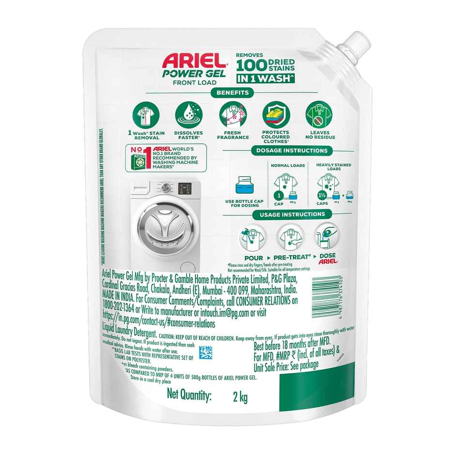 Ariel Power Gel Liquid Detergent for Front load washing machine
