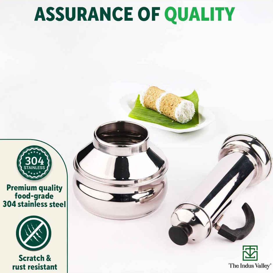 The Indus Valley Stainless Steel Puttu Maker With Bakelite Handle | 1.3 L | 0.46Kg Gas & Induction