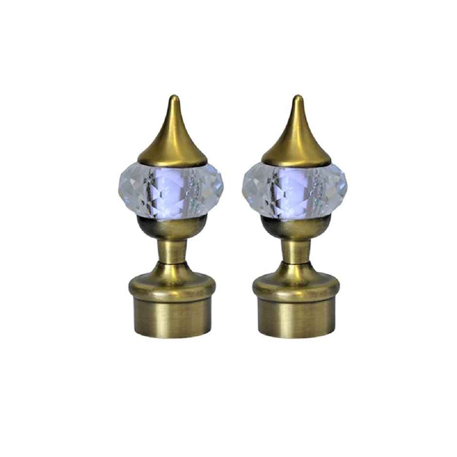 Gloxy Aluminium Single Diamond Curtain Brackets with Support & Fittings | Antique, 3 Pair