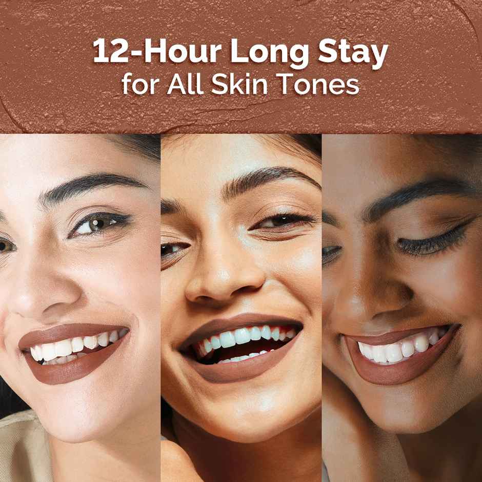 Mamaearth Moisture Matte Lipstick - Cinnamon Nude | Smudge Proof Combo