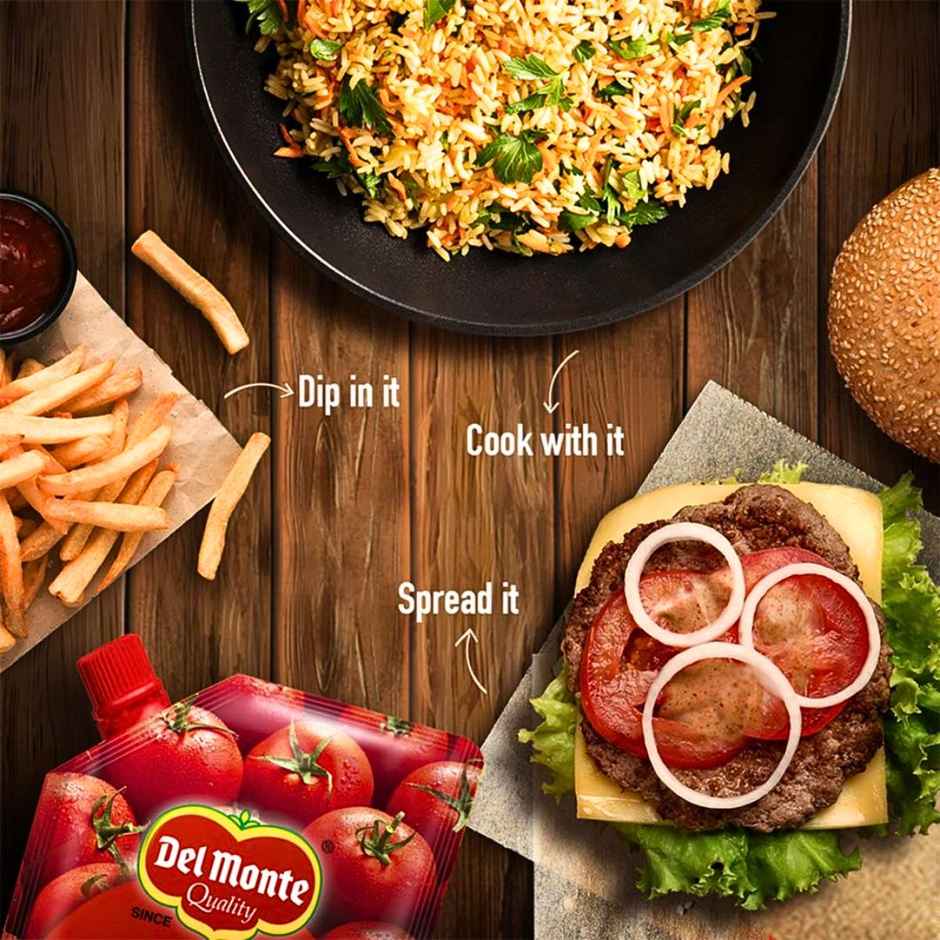 Del Monte Classic Blend Tomato Ketchup Pouch (950gms) & Del Monte Eggless Mayo (500gms) Combo