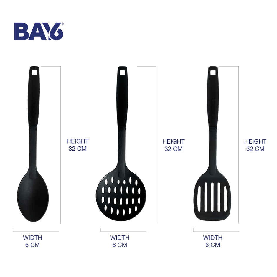 BAY6 Nylon Kitchen Tool Set - Black (3pc)