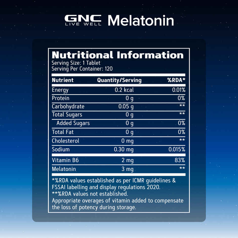 GNC Melatonin Tablets 3 mg Per Serving