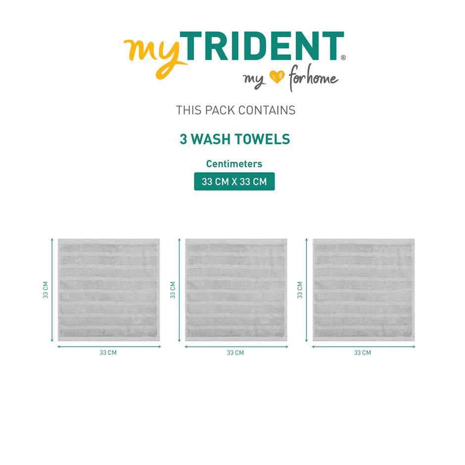 Mytrident Quick Dry Cotton Face Towel Set | 13 x 13 in | Charcoal Grey