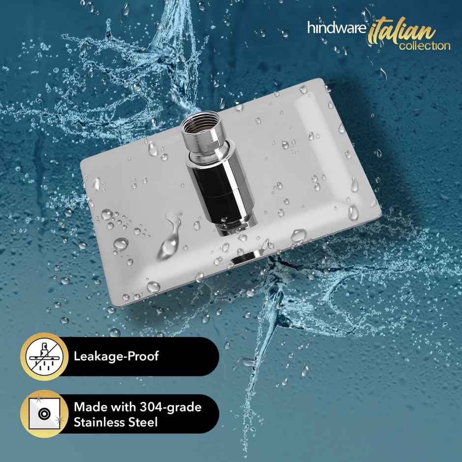 Hindware 150 mm Stainless Steel Ultra Thin Overhead Rain Shower with 225 mm Arm - Square Head