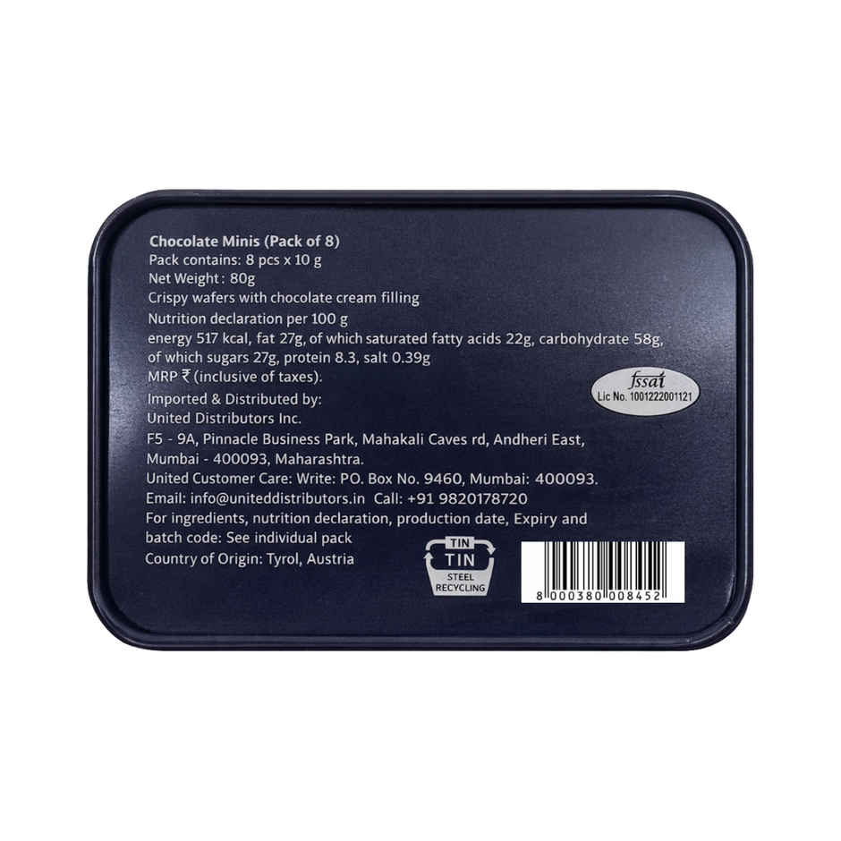Loacker Minis Chocolate Wafer Cookies with Tin