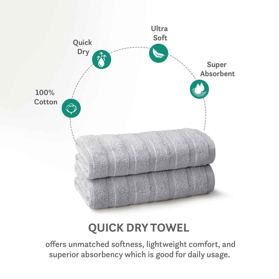 Mytrident Quick Dry Cotton Hand Towel Set | 16 x 28 in | Charcoal Grey