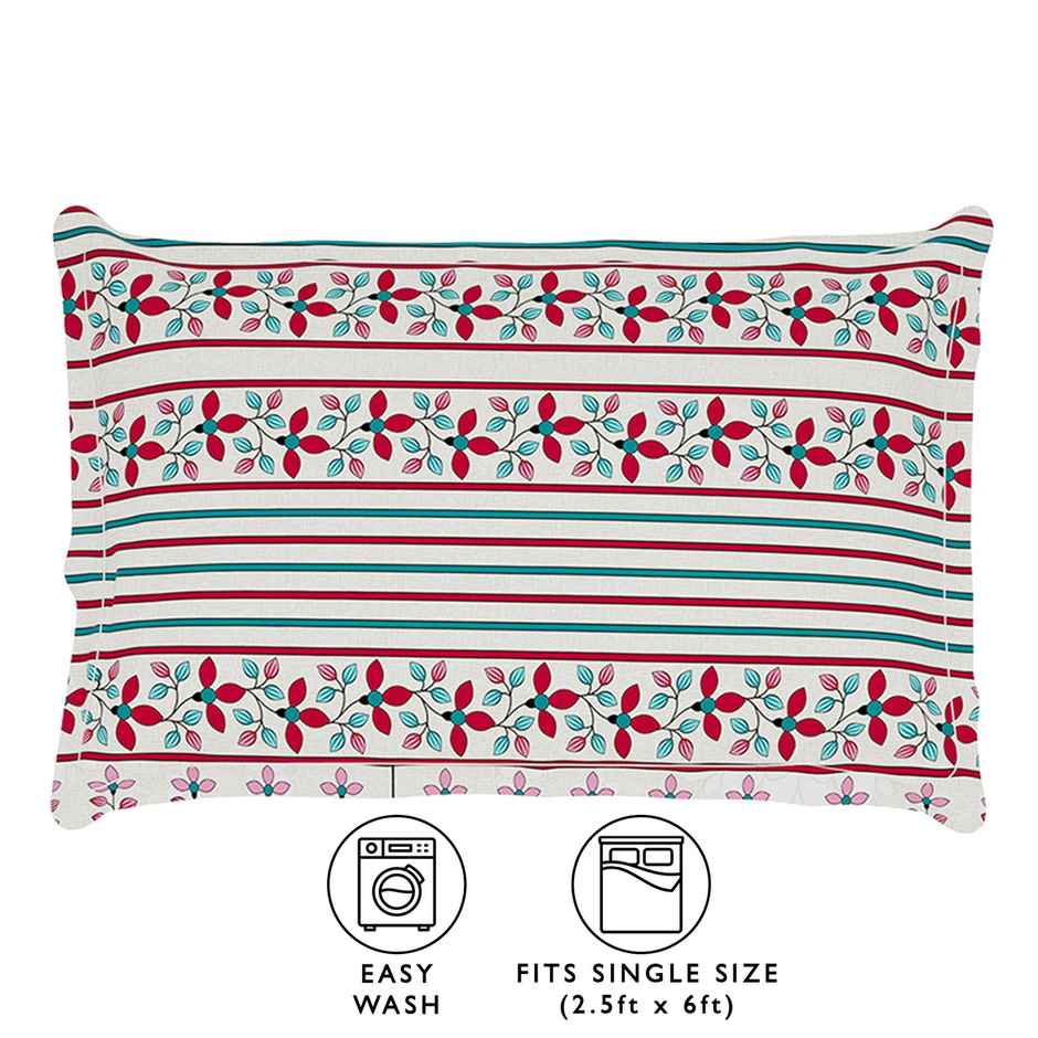 Story@Home 160 TC Microfiber Single Floral Flat Bedsheet | Multicolor