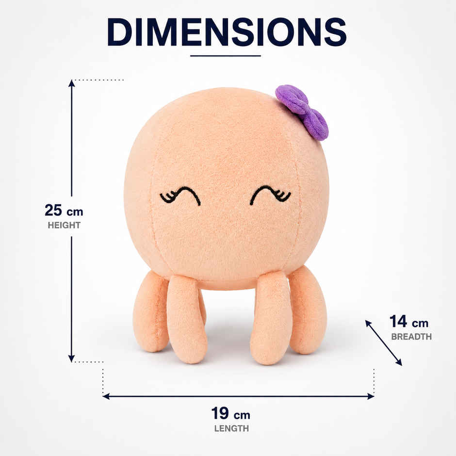 Zoowee Soft Octopus Soft Toy | 25 cm | Peach