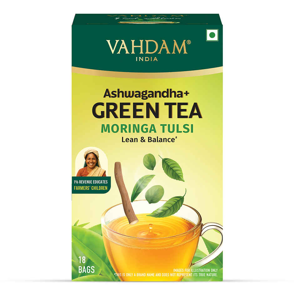 Vahdam Ashwagandha Green Tea Moringa Tulsi