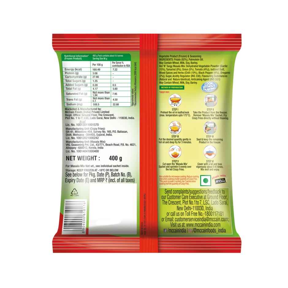 McCain Crazy Fries Masala MixHot 'n' Tangy | Crispy Snack