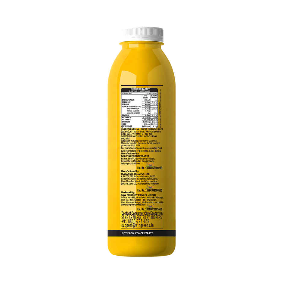 Raw Pressery Valencia Orange Fruit Juice