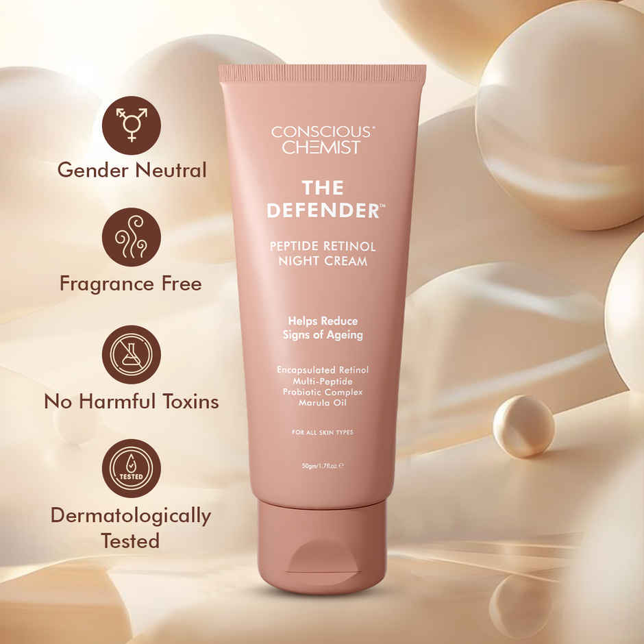 Conscious Chemist Multi Peptide Retinol Anti Aging Lightweight Night Cream Reduces Wrinkles