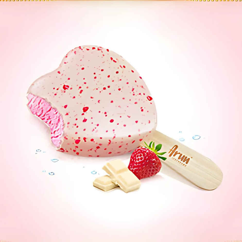 Arun Berry Hearts Ice Cream Stick (50ml) & Floweraura Signature Red Rose In Sleeve (1pc) Combo