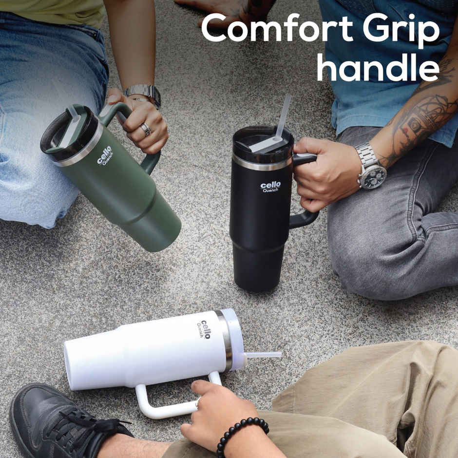 Cello Quench Stainless Steel Insulated Tumbler without Straw | 900 ml | Colour May Vary