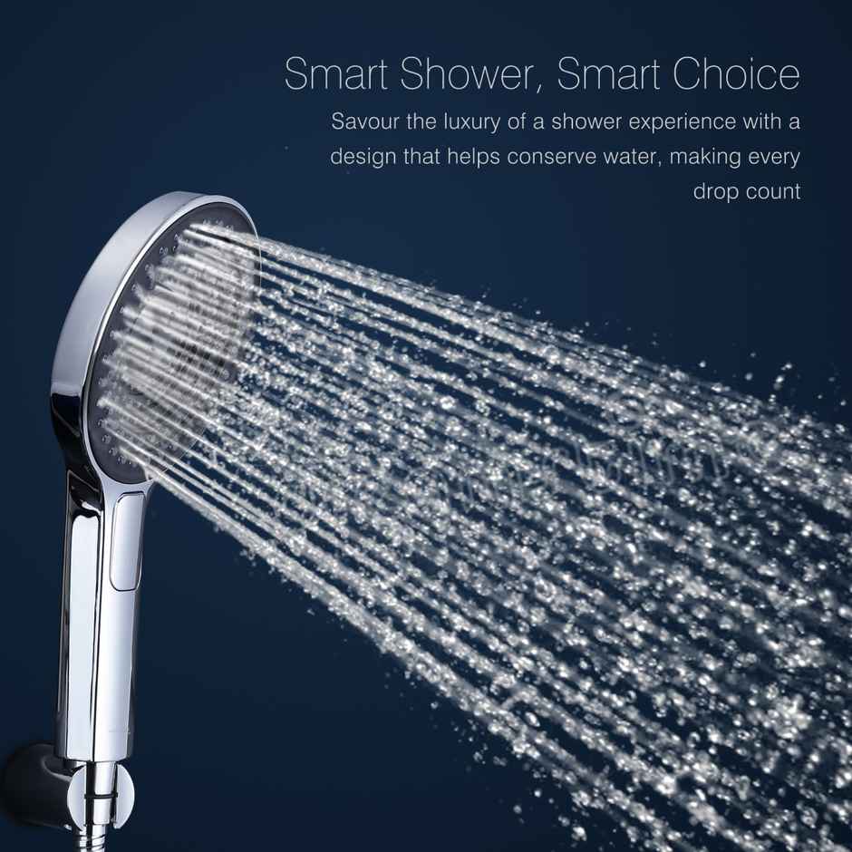 Hindware 3 Mode Hand Shower with 1.5 Meter Flexible Steel Hose Pipe & Wall Hook, Wide Head