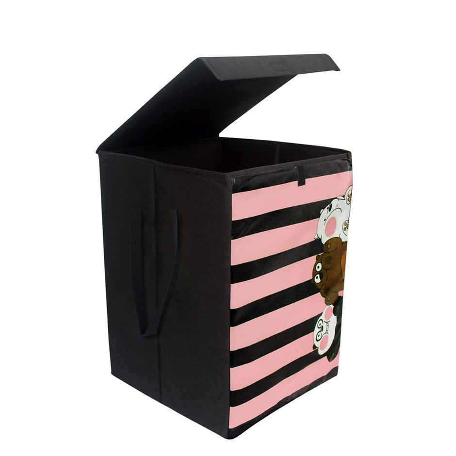 PrettyKrafts 75 L Panda Laundry Basket Set | Foldable Organizer with Lid