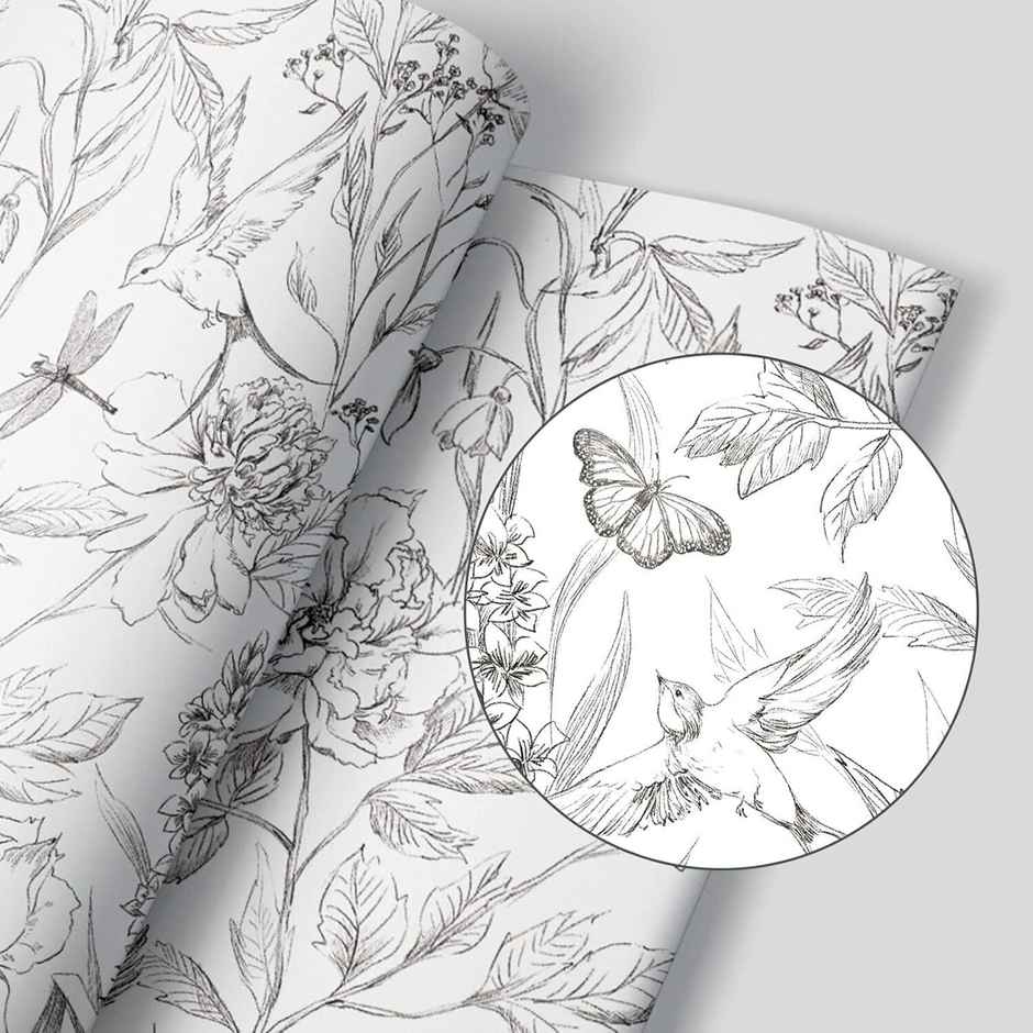 Wollzo Decorative White Butterfly Wallpaper