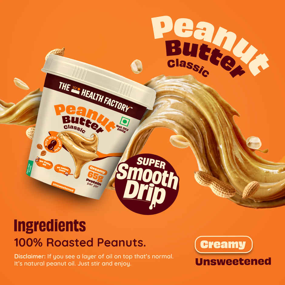 The Health Factory Peanut Butter Classic Creamy | Unsweetened | No Added Sugar