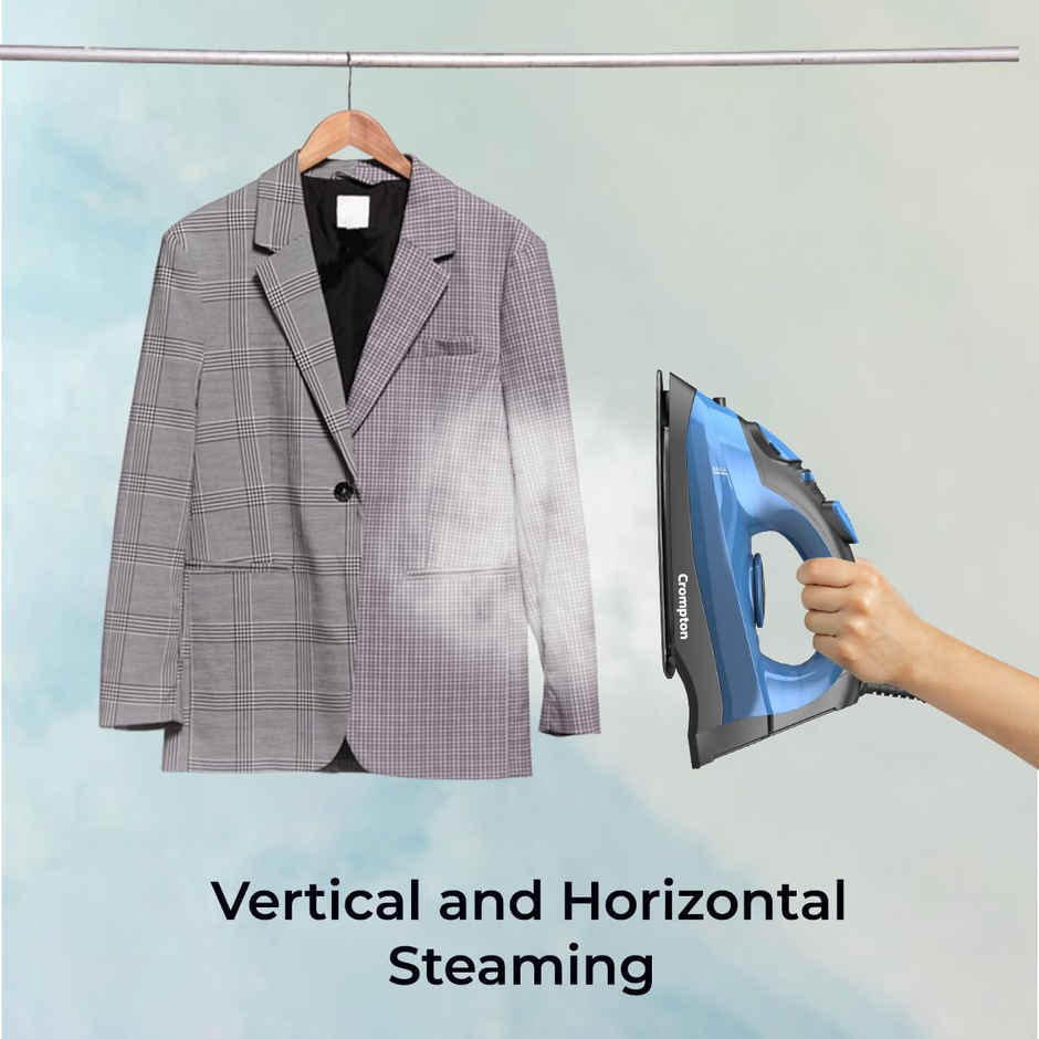 Crompton Fabrimagic Neo 1200W Steam Iron, 180ml Tank, 15g/min Steam, Non-Stick | Blue