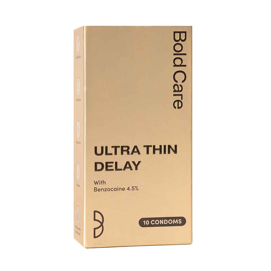 Bold Care Ultra Thin Delay Condoms With Benzocaine 4.5% (10pc) & Bold Care Extend Gold - Lidocaine 10% Spray For Longer Sex (20g) Combo