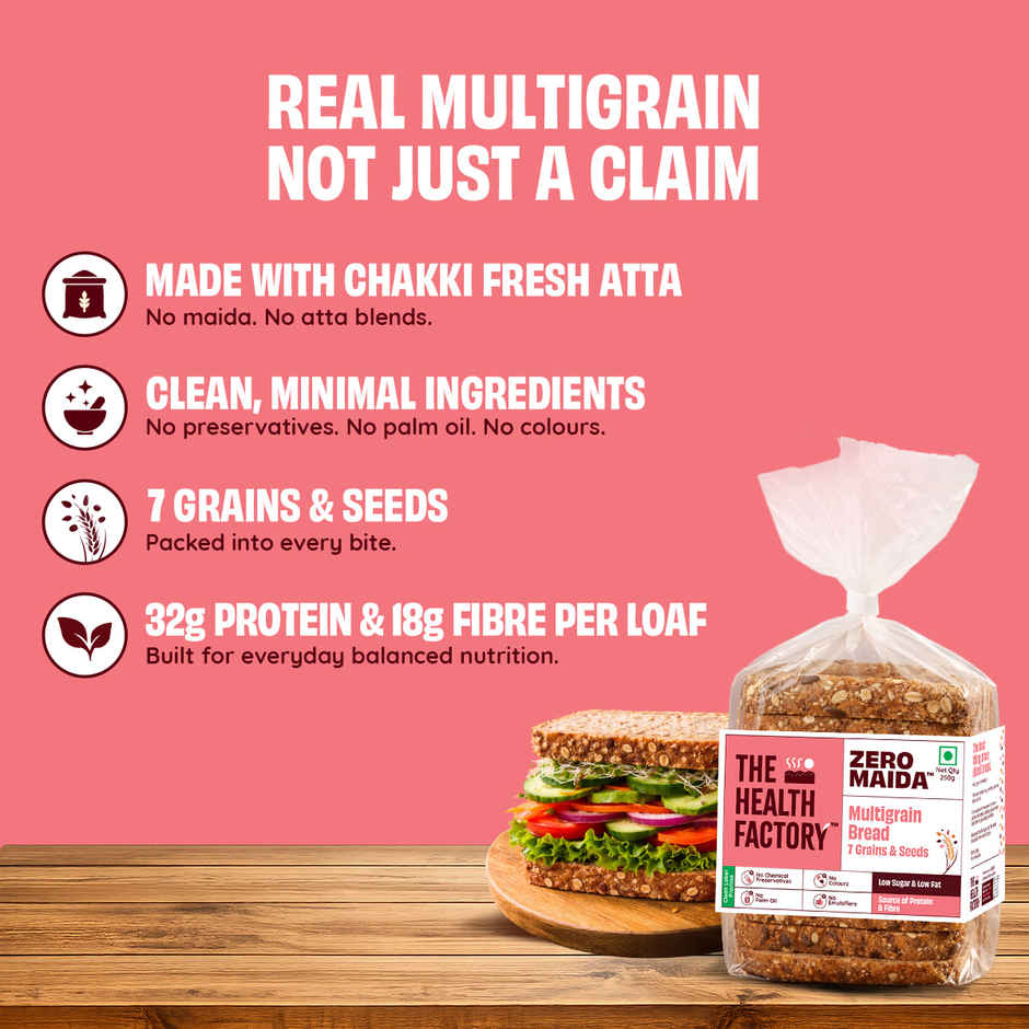 The Health Factory Zero Maida Multigrain Bread | Clean Label, Not Brown
