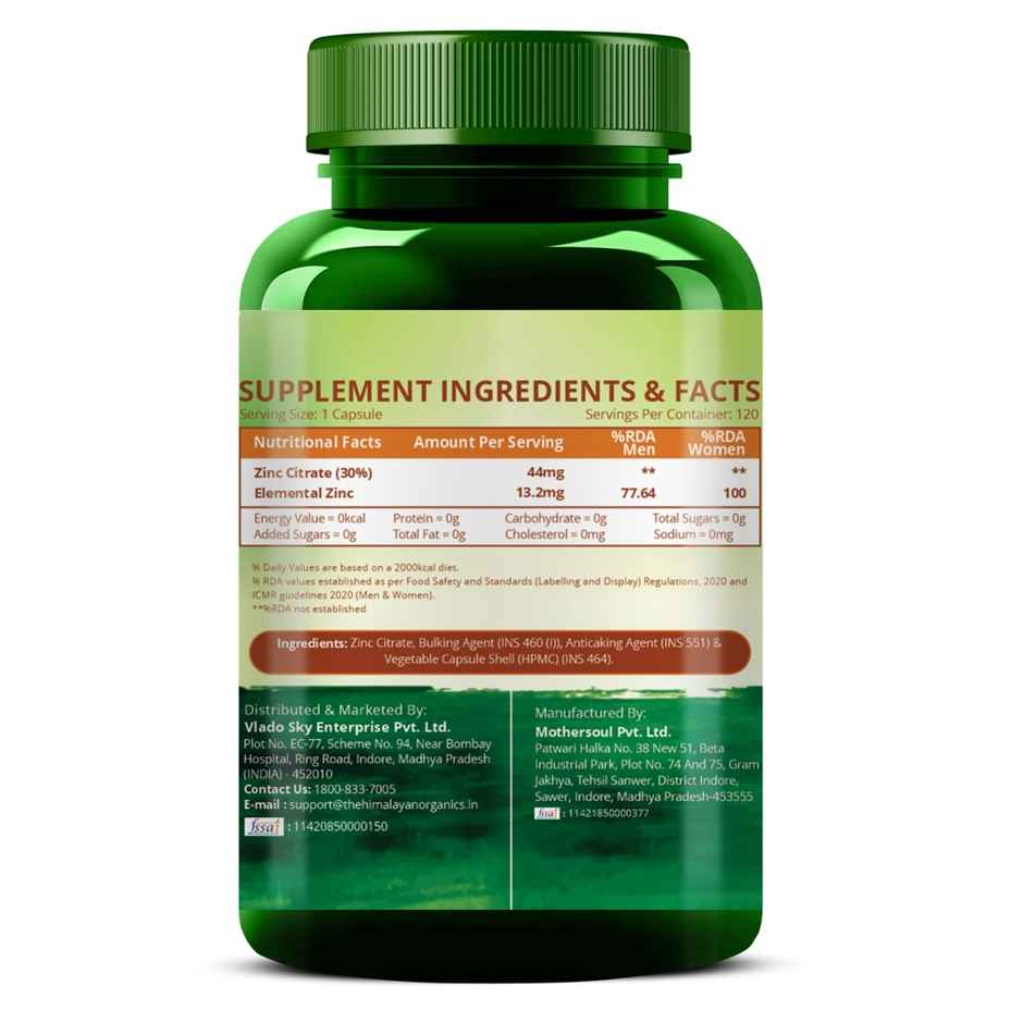Himalayan Organics Zinc Citrate 120 VEG Capsules