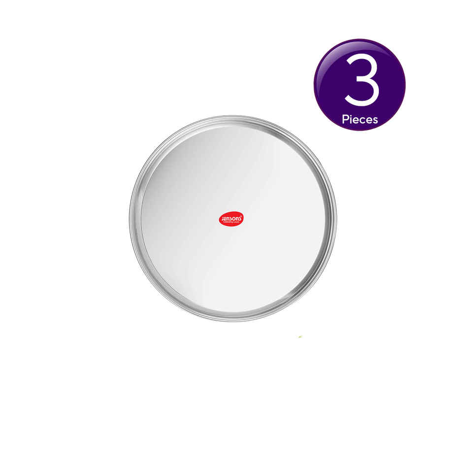 Jensons Stainless Steel Thali, 17.5 cm, Elegant Round Plate Durable Food Grade Material Combo