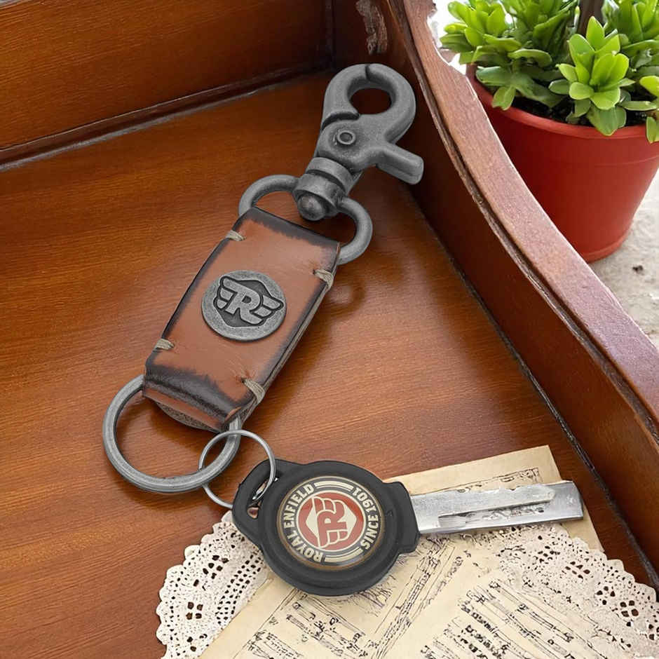 Royal Enfield Leather Key Chain | Tan