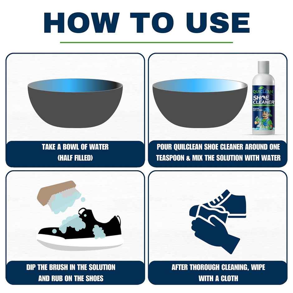 Quiclean Shoe Cleaner Kit With Brush | Best For WHite Shoes, Nubuck, Canvas, Sports Sneakers