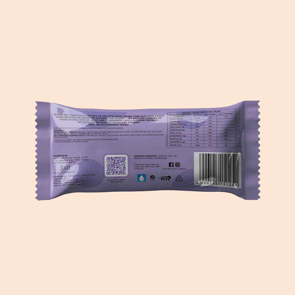 NOTO Fudgy Brownie Sugar Free, Guilt Free Bar