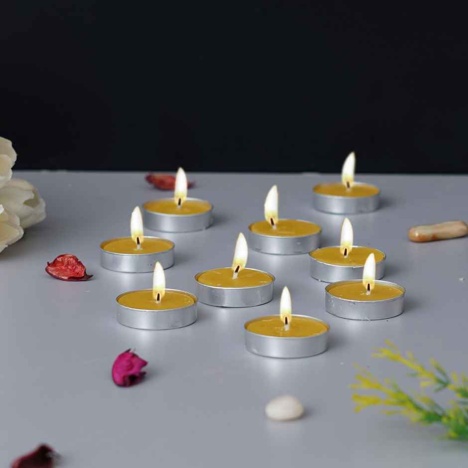 eCraftIndia Set Of 10 Lemon Scented Tea Light Candles