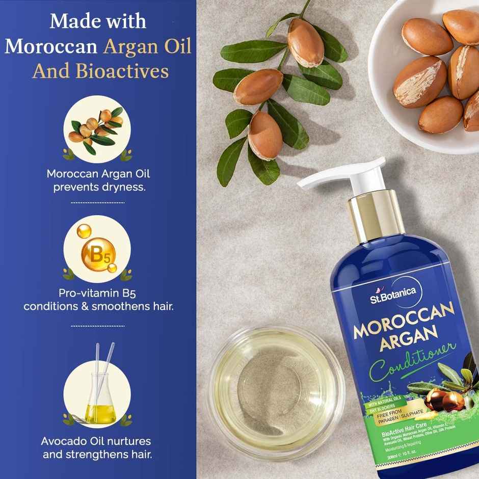 St.Botanica Moroccan Argan Hair Conditioner To Nourish Dull Dry & Frizzy Hair No Parabens