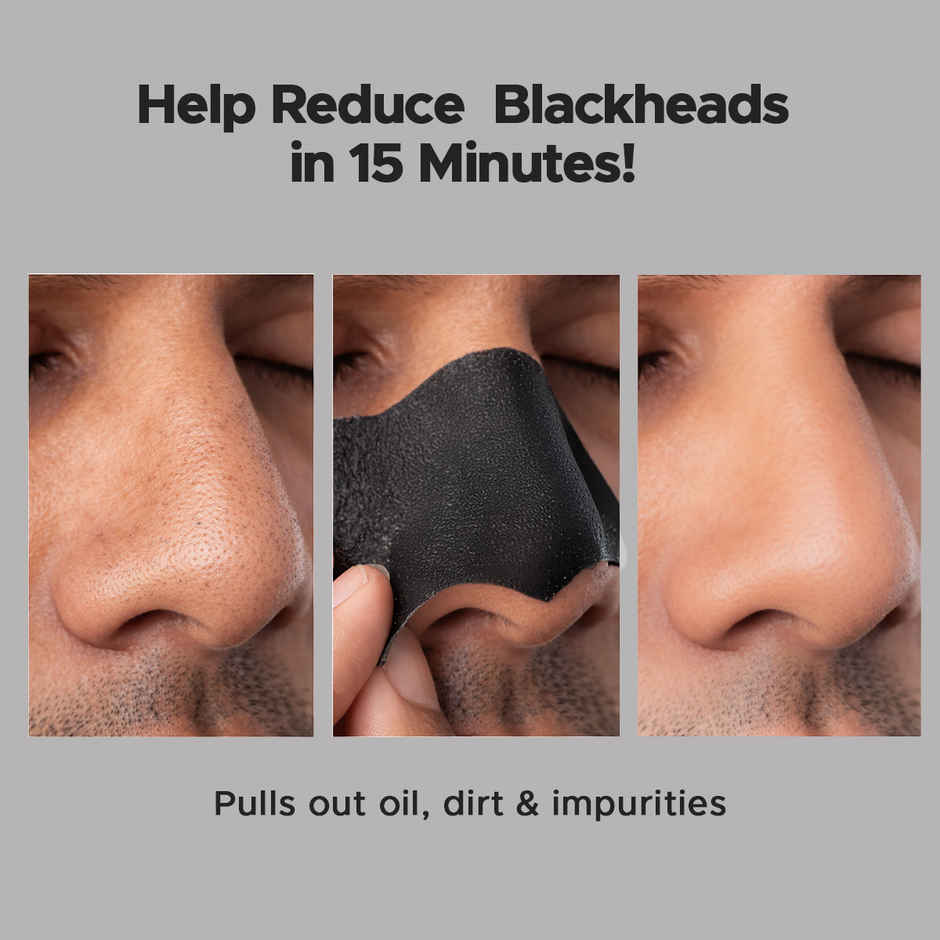 The Man Company Charcoal Nose Strips With Aloevera Extract - Whitehead & Blackhead Remover