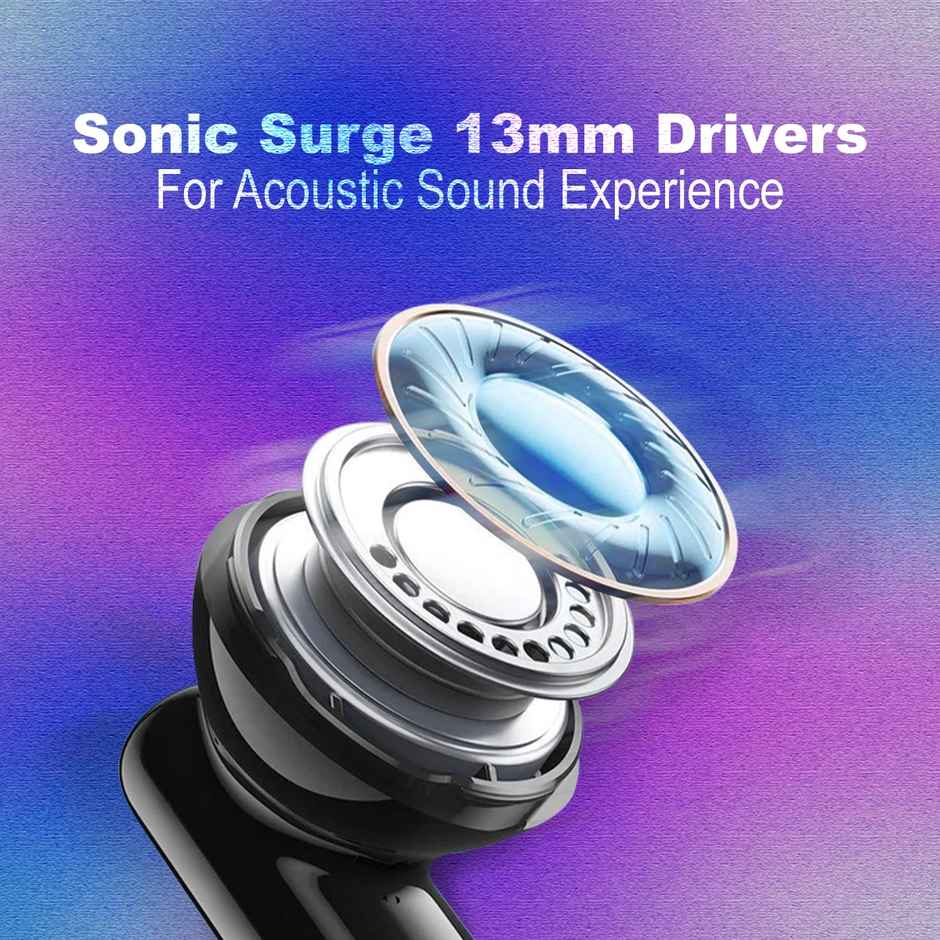 pTron Basspods Mojo TWS Earbuds | 34H Playtime | Clear Calls | Immersive Sound & Voice Assist - Black/Green