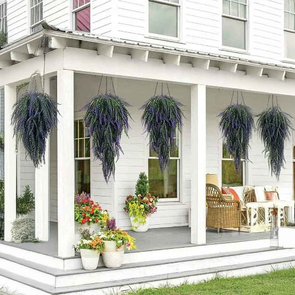 TIED RIBBONS Artificial Lavender Wall Hanging Flowers Plant Leaves Vine | 157.4 cm