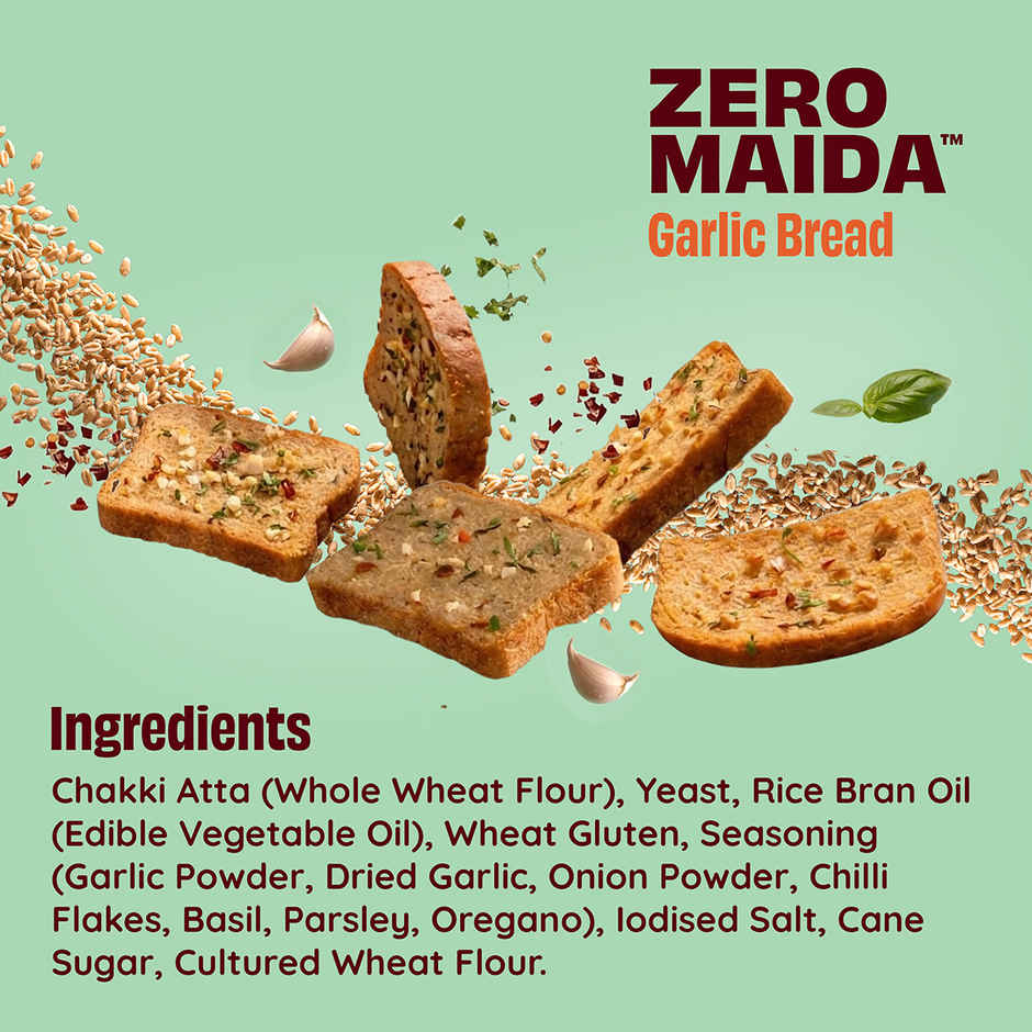 The Health Factory Garlic Bread | Zero Maida | Whole Wheat Bread