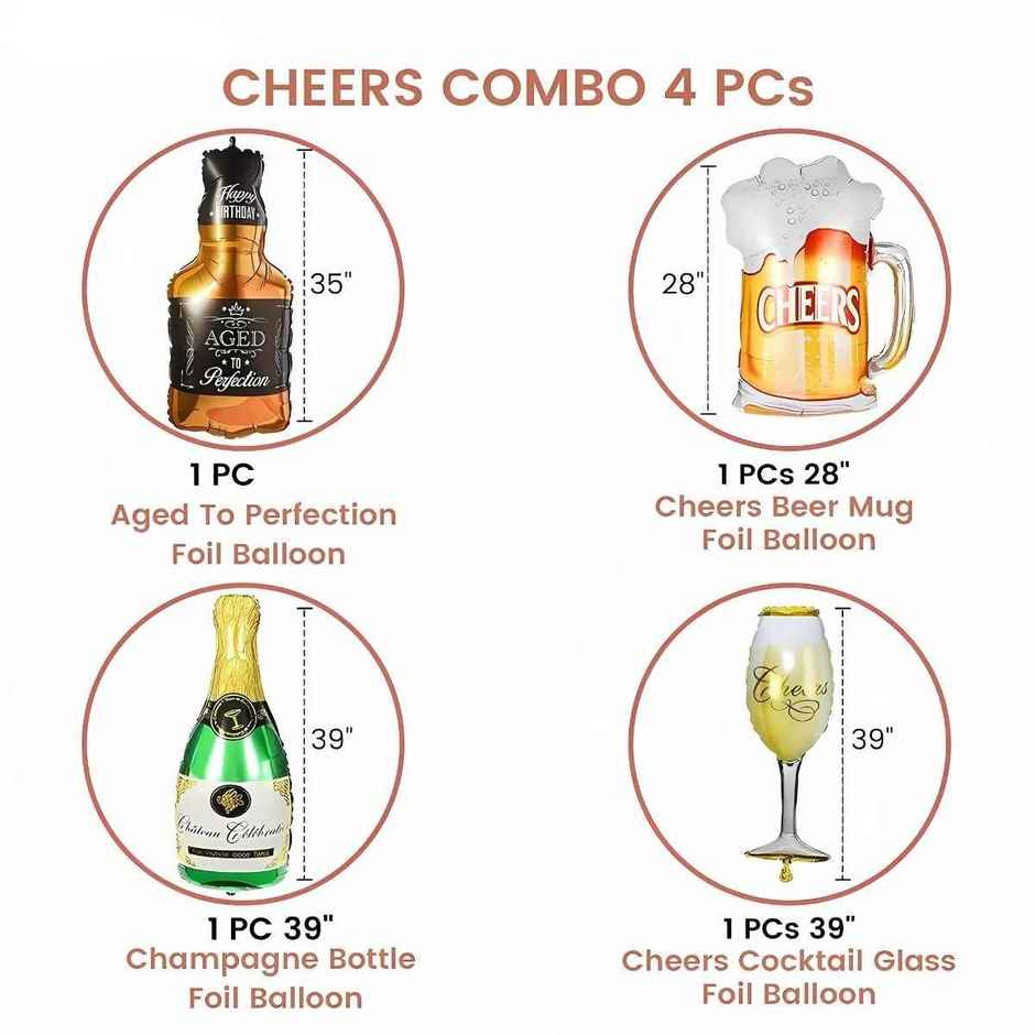Cheers Champagne Foil Balloons For Decoration | Party Propz