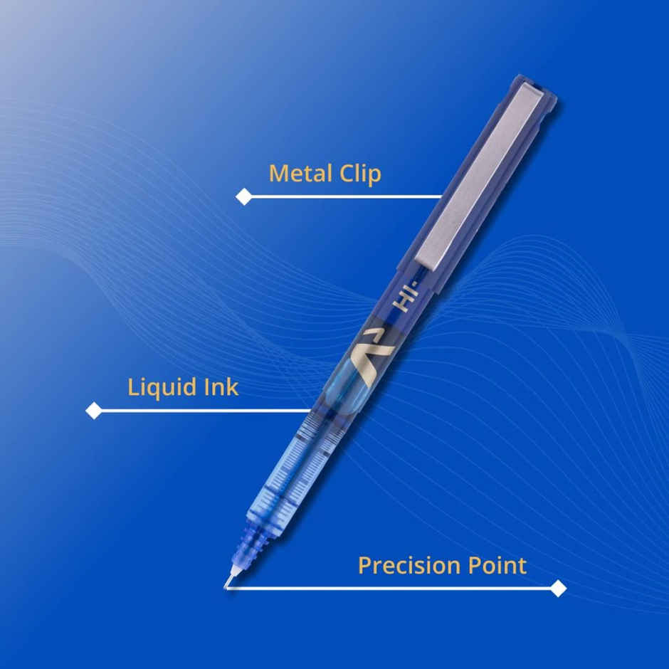 Pilot Hi-Techpoint V7 Roller Pen 4 Blue +1 Black - 5 Pieces