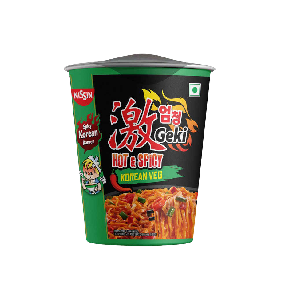 Nissin Geki - Hot and Spicy Korean Veg Flavoured Ramen Cup Noodles