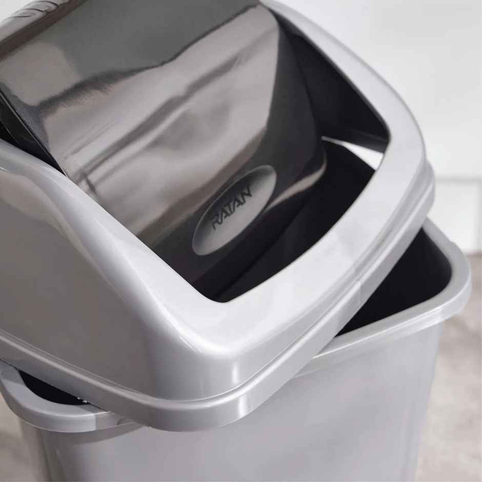 Ratan Plasticware Tidy Bin With Swing Lid 40 Litres Plastic Dustbin - Grey Color