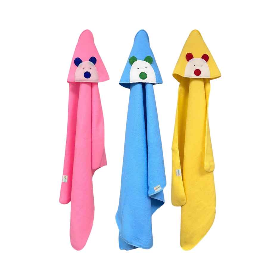 OYO BABY Premium 3 Hooded Blanket for Baby (Pink + Blue + Yellow) 0-24 months