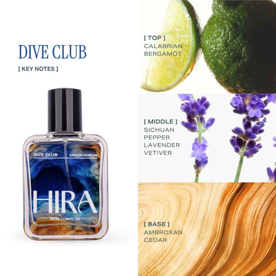 HIRA Men's Dive Club Eau De Parfum | Woody, Musky & Spicy Notes | Long-Lasting Gift for Him