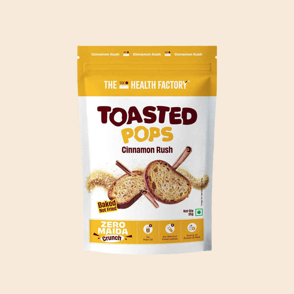 The Health Factory Toasted Pops Cinnamon Rush | Zero Maida | Baked Snack