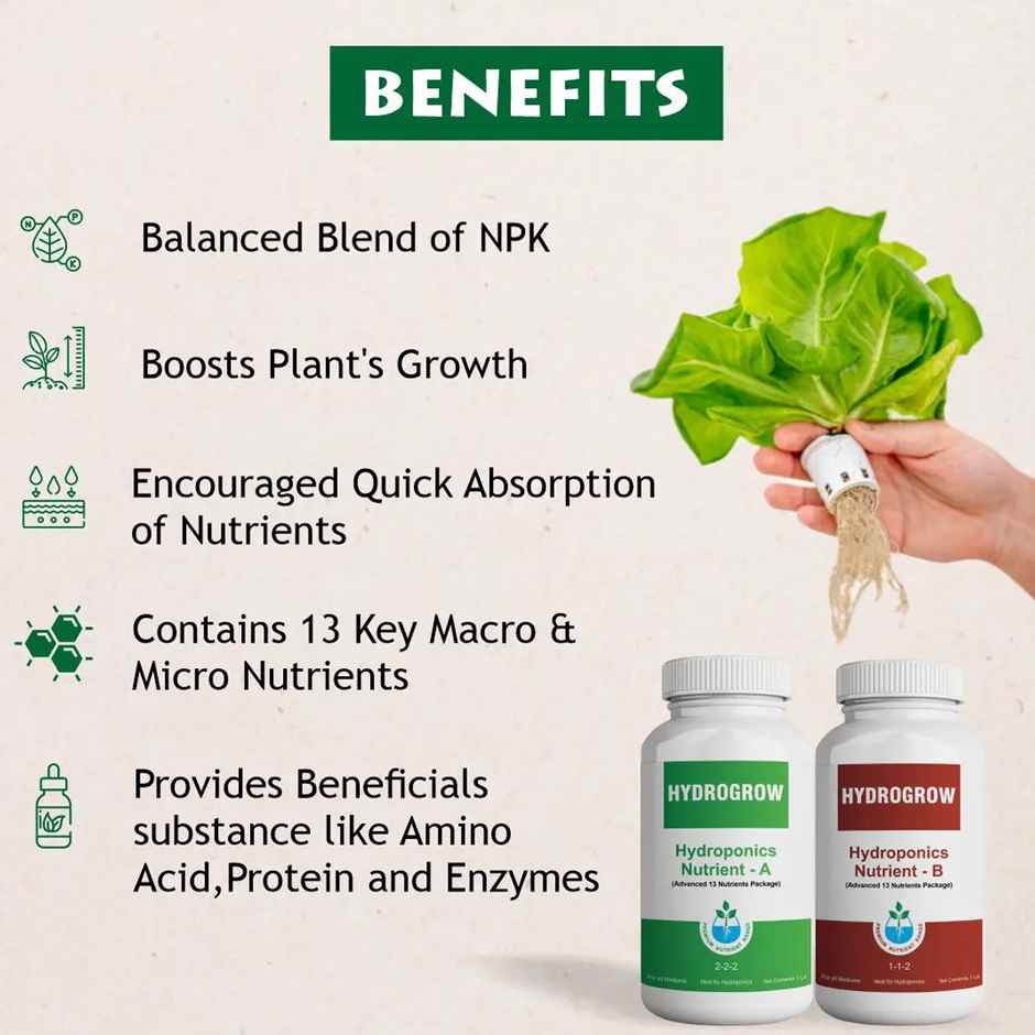 General Hydroponic Nutrient A&B | Contains NPK for nurturing plant s- Makes 50 ltr Nutrient Solution