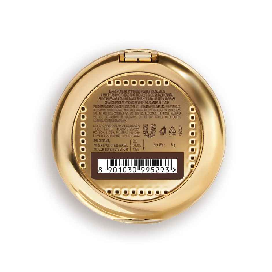 Lakme Powerplay Priming Powder Foundation, 3-in-1, Lasting Matte, Dry/Oily Skin, Silky Golden