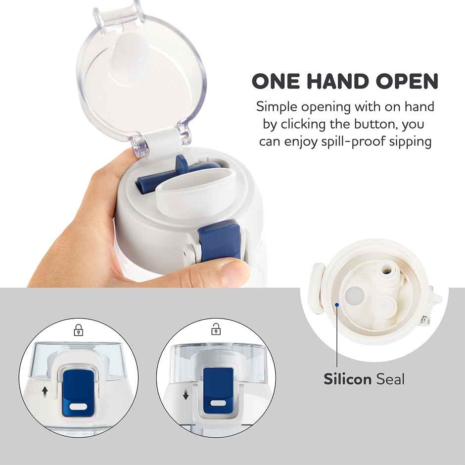 Kolorr Glide + 750 ml Bottle | White & Blue | Ideal for Travel & Everyday Hydration