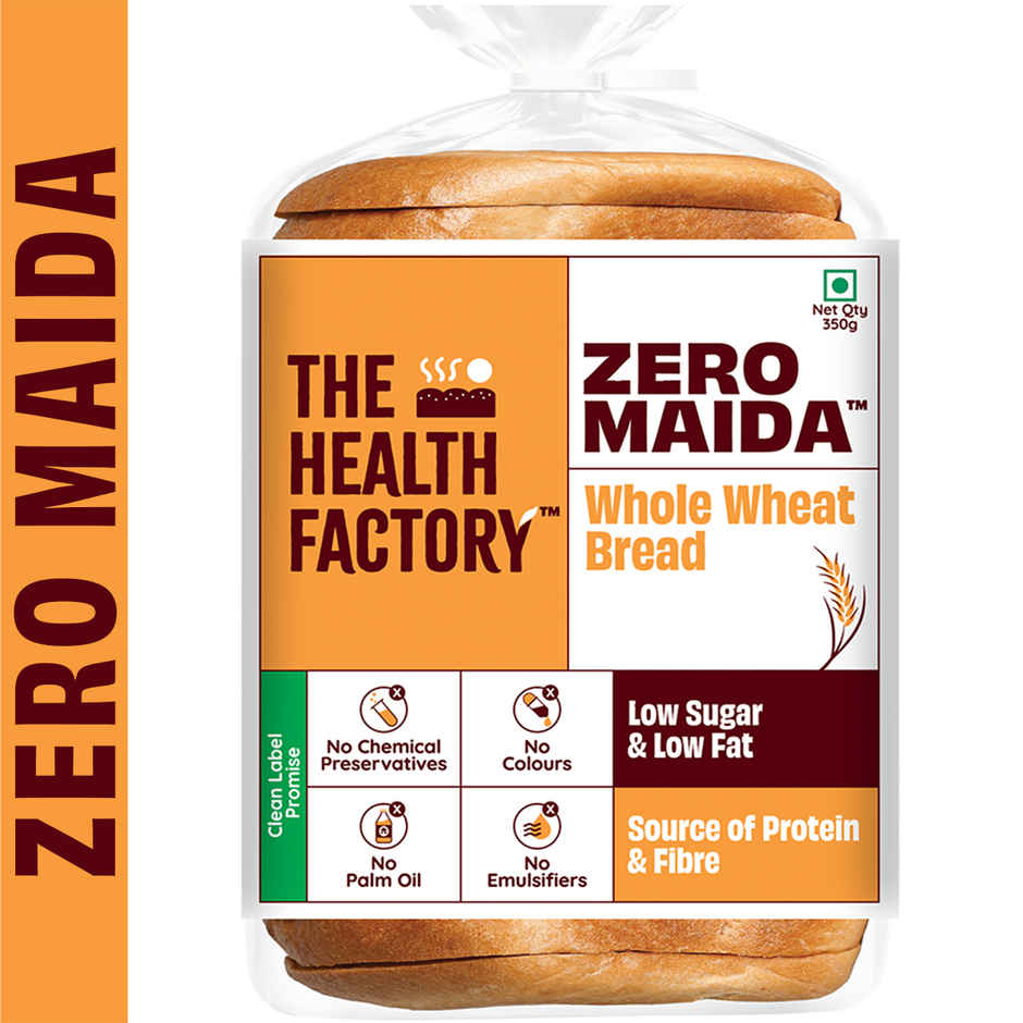 The Health Factory Zero Maida Whole Wheat Bread | Clean Label, Not Brown (350g) & Lotus Biscoff Caramelized Smooth Spread (400g) Combo