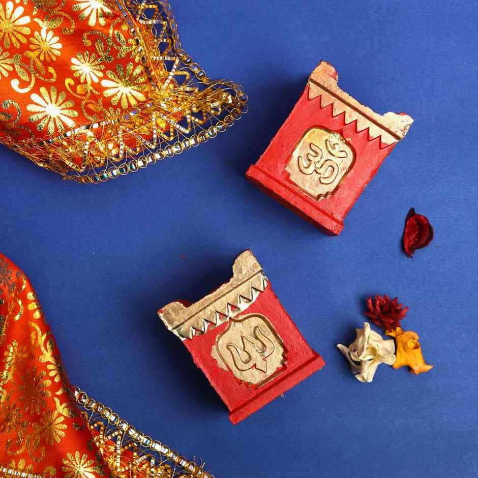 Tulsi Designer Clay Diya | Pack Of 2 | Pichai