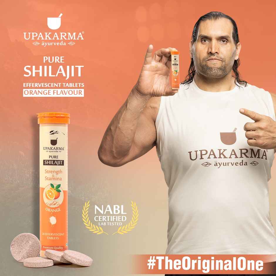 Upakarma Pure Shilajit Effervescent, Orange Flavour - 20 Tablets